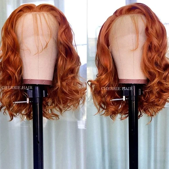 - COPPER 14” SHORT BODY WAVY lace front wig *NEW*